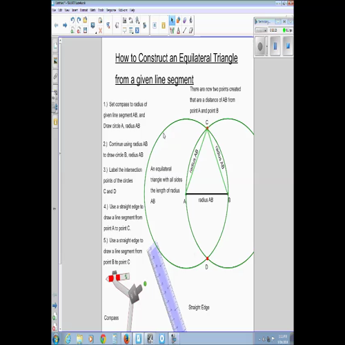 Steps to Construct an equilateral triangle using a compass and straight