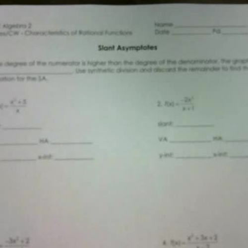 finding slant asymptotes of rational functions