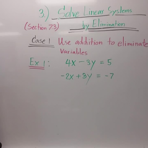 Algebra 1b Lesson 19 Solve System Of Equations By Elimination Method Part 1 7213