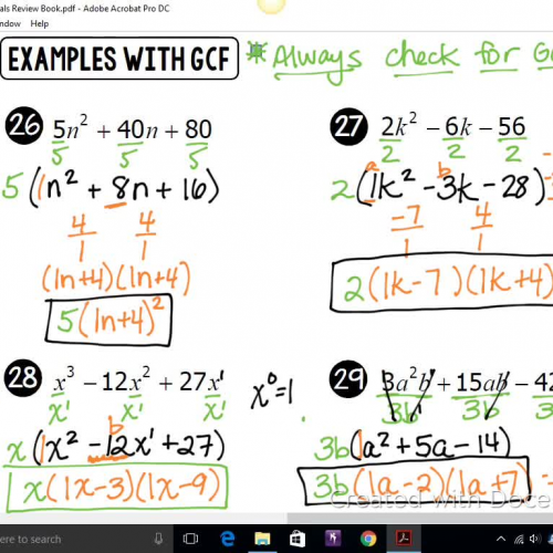 Factoring Review Book #26-29