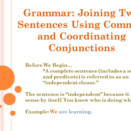 coordinating conjunction comma splice example