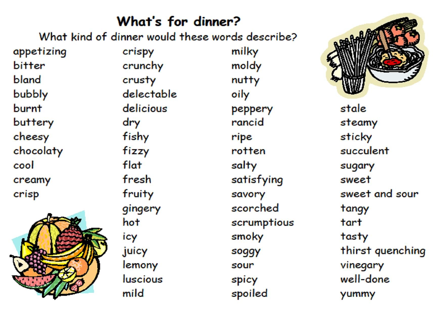 Words To Describe Food Bing