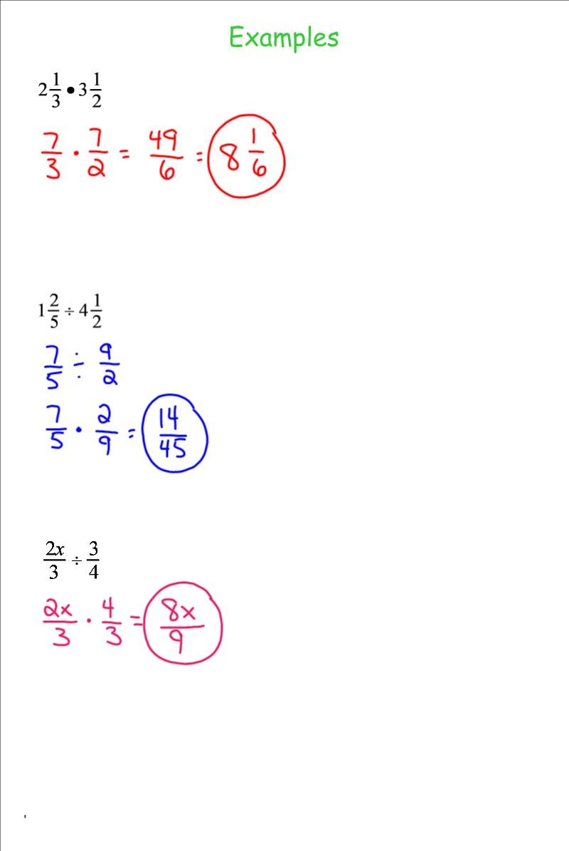 7th grade math Multiplying and Dividing Fractions