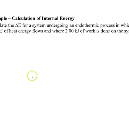 example calculation of internal energy