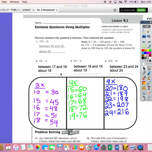 4 1 Estimate Quotients Using Multiples