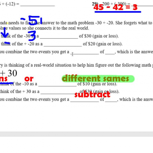 Math homework help integers