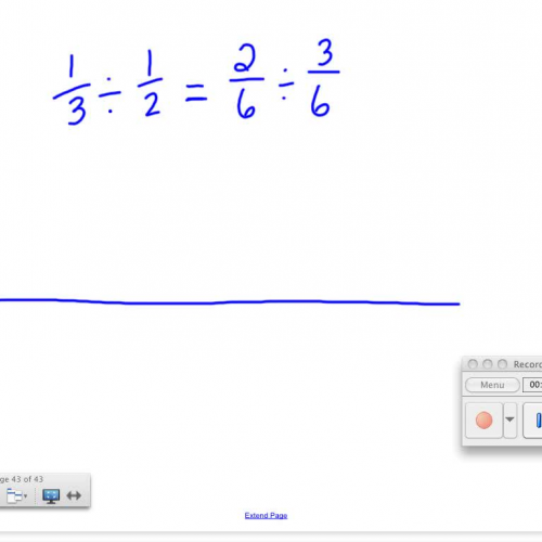 Dividing smaller fractions by larger fractions on a number line