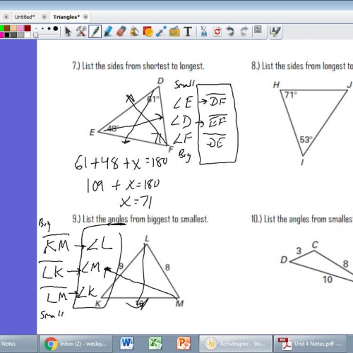 Ordering Sides and Angles of Triangles