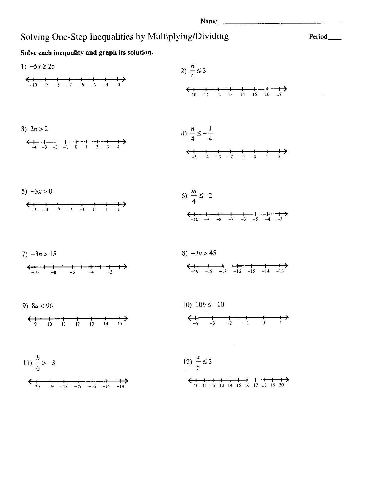 Solving Inequality Worksheets  Worksheets Regarding Solving Inequalities Worksheet Answer Key