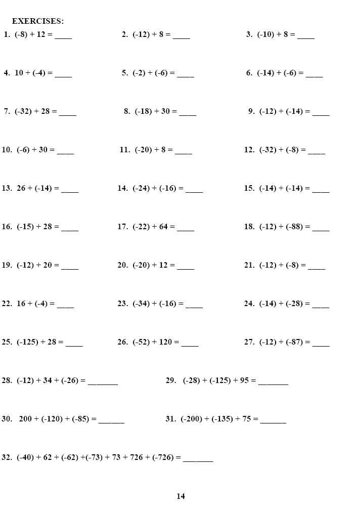 algebra worksheets